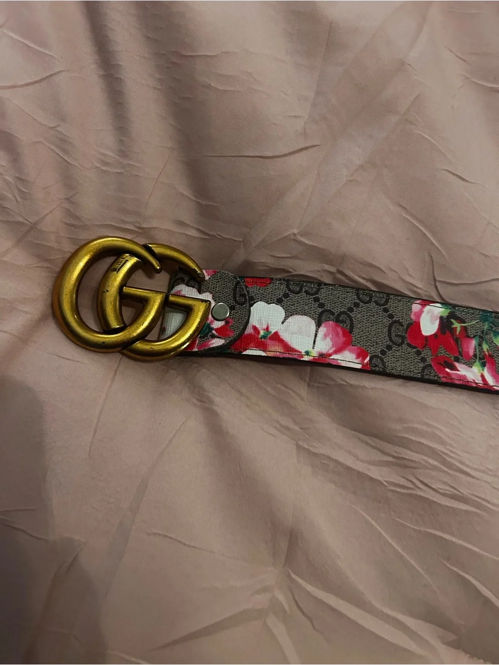 Gucci Floral Monogram GG Buckle Belt in Pink and Brown - Picture 2 of 6